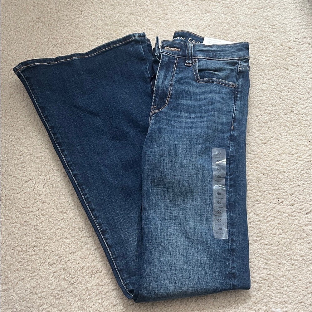American Eagle Outfitters Women's Dark Blue Flare Jeans